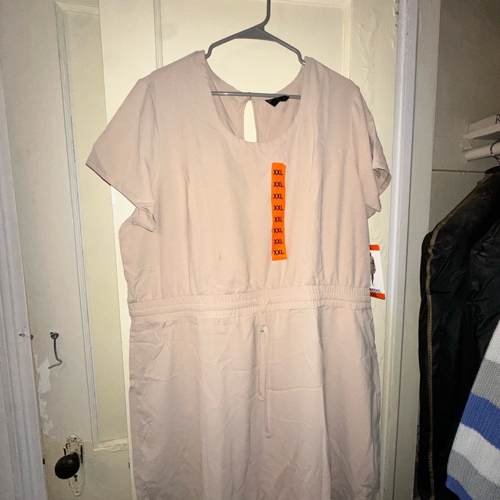 Women's Casual Short Sleeve Drawstring Waist Dress - moonlight